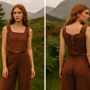Kourt Brown Sleeveless Crop Top